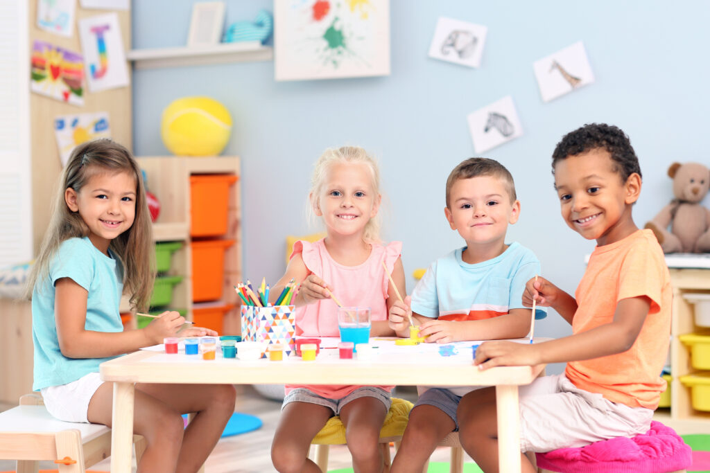 Cute,Children,Painting,At,Table,Indoor